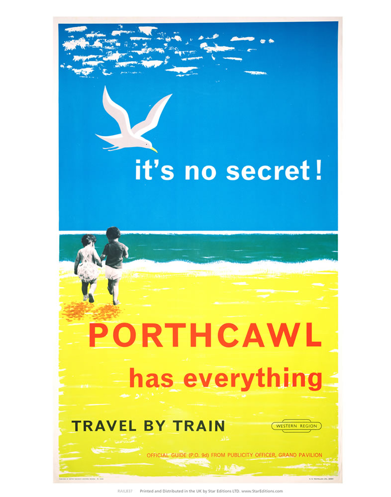 Porthcawl has everything - Its no secret travel by train 24" x 32" Matte Mounted Print