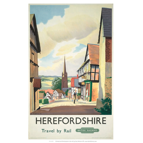 Herefordshire - Travel by rail british railways 24" x 32" Matte Mounted Print