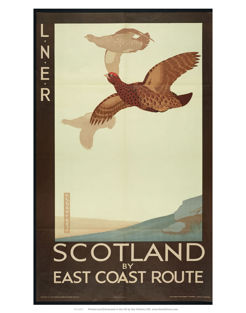 LNER Scotland by East coast route - Grouse 24" x 32" Matte Mounted Print