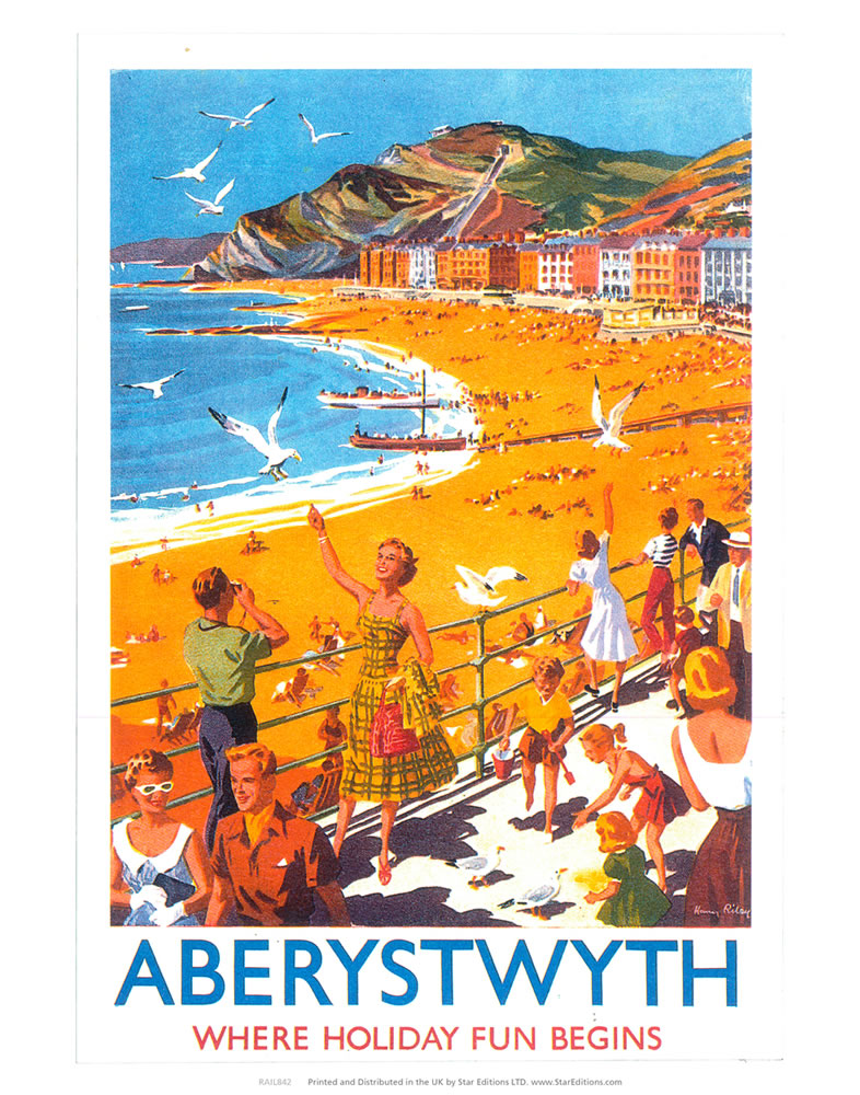 Aberystwyth - Beach Where Holiday Fun Begins 24" x 32" Matte Mounted Print