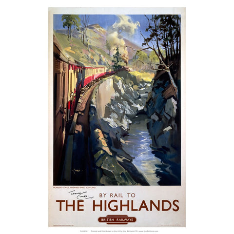 By Rail to the Highlands - British railways train painting 24" x 32" Matte Mounted Print
