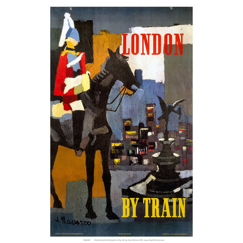 London by train - Royal horseback guard abstract 24" x 32" Matte Mounted Print