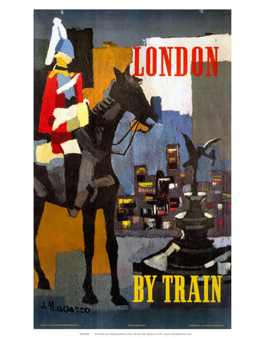London by train - Royal horseback guard abstract 24" x 32" Matte Mounted Print
