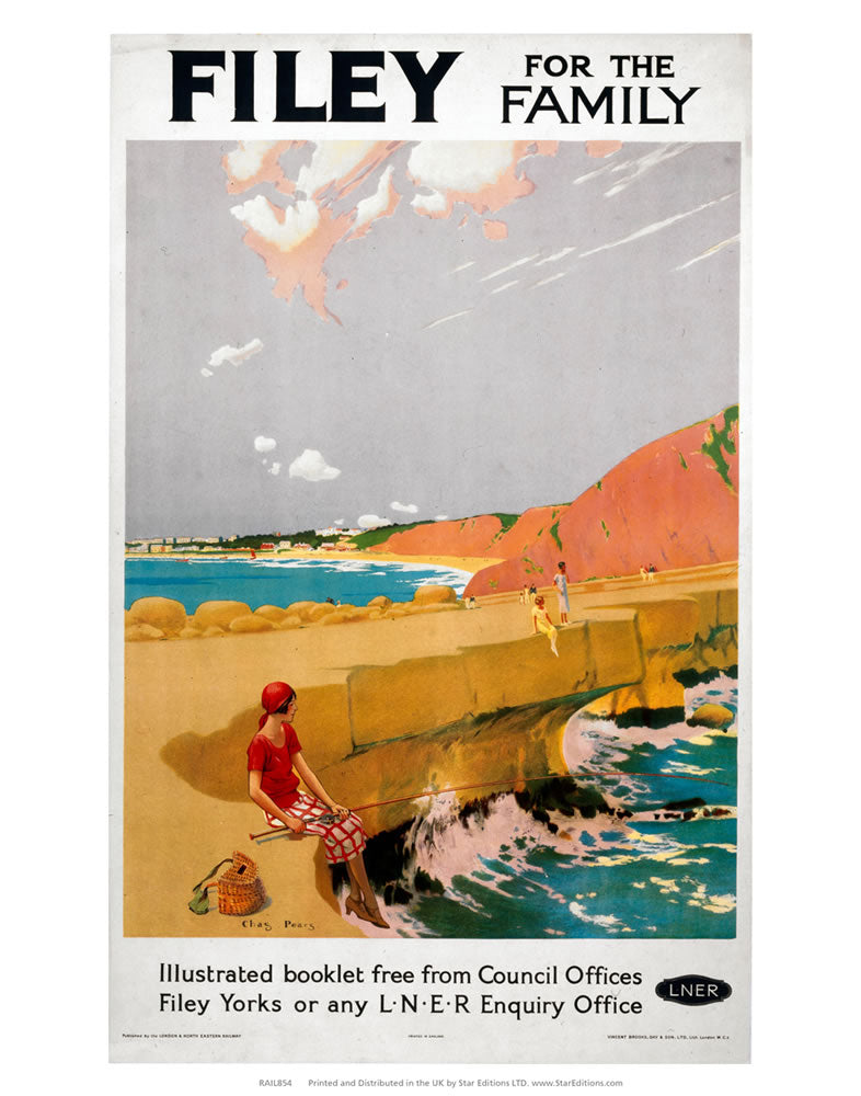 Filey for the family - LNER Beach poster 24" x 32" Matte Mounted Print