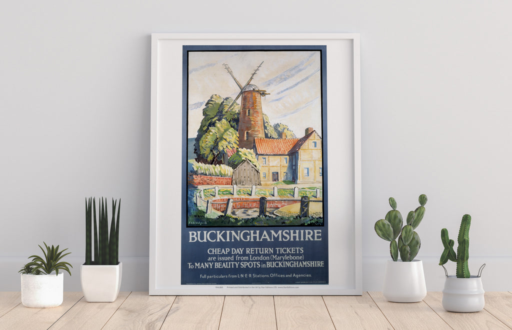 Buckinghamshire - Beauty Spots Windmill - Premium Art Print