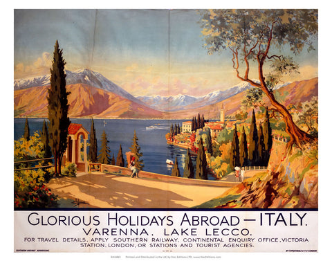 Italy Varenna Lake Lecco - Glorious Holidays Abroad 24" x 32" Matte Mounted Print