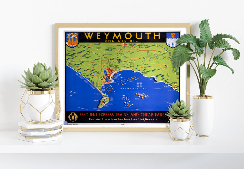 Weymouth And District Map - 11X14inch Premium Art Print