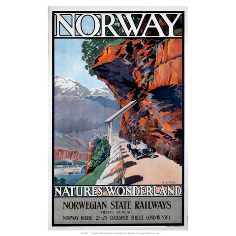 Norway - Natures Wonderland norwegian state railways 24" x 32" Matte Mounted Print