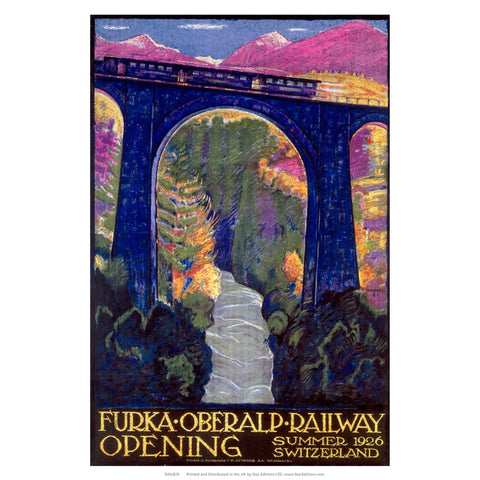 Furka Oberalp Railway Opening - Train over Viaduct 24" x 32" Matte Mounted Print