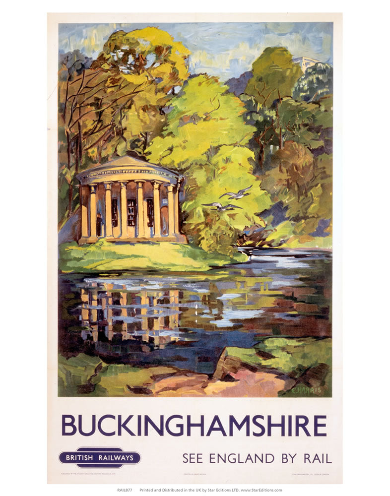 Buckinghamshire - Waterway surrounding Pavillion 24" x 32" Matte Mounted Print