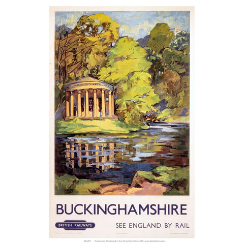 Buckinghamshire - Waterway surrounding Pavillion 24" x 32" Matte Mounted Print