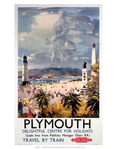 Plymouth delightful centre for holidays - Travel by train 24" x 32" Matte Mounted Print