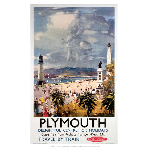 Plymouth delightful centre for holidays - Travel by train 24" x 32" Matte Mounted Print