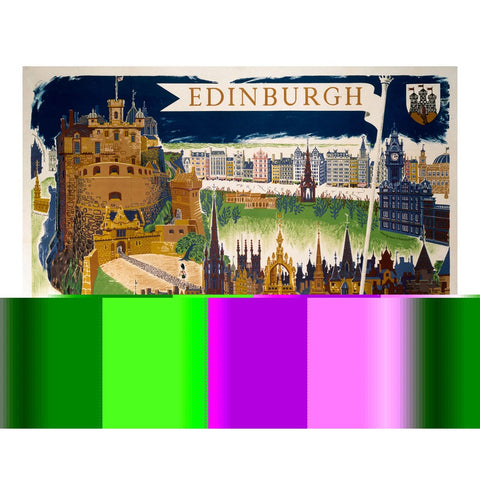 Edinburgh castle - Travel by train British Railways 24" x 32" Matte Mounted Print