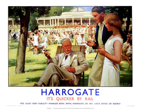 Harrogate - Deck chairs in the shade 24" x 32" Matte Mounted Print