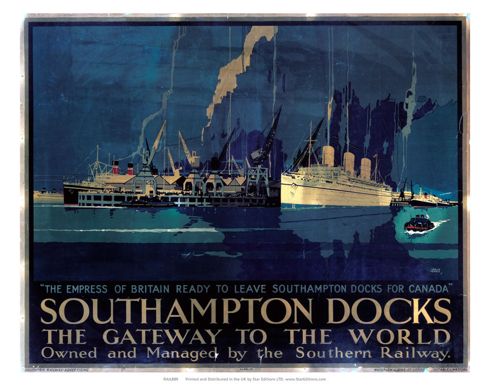 Southampton docks - Gateway to the world Southern Rail 24" x 32" Matte Mounted Print