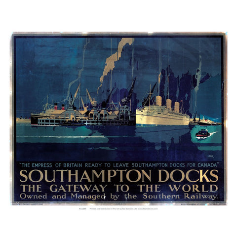 Southampton docks - Gateway to the world Southern Rail 24" x 32" Matte Mounted Print