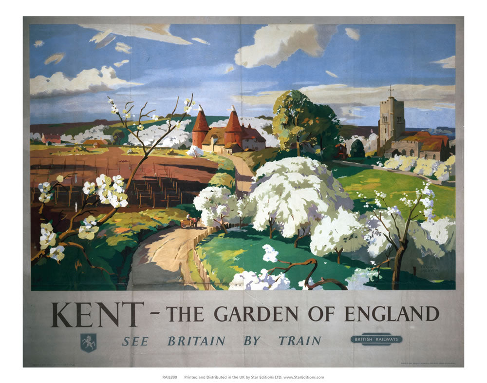 Kent The Garden Of england - Travel by Train 24" x 32" Matte Mounted Print