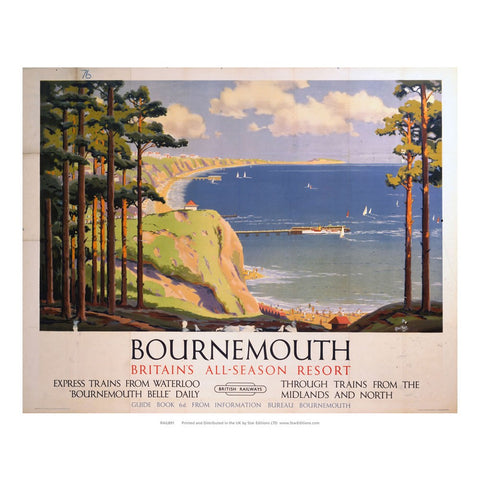 Bournemouth All-season Resort - Express Trains British Railways 24" x 32" Matte Mounted Print