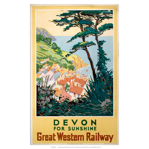 Devon for sunshine - Great Western Railway 24" x 32" Matte Mounted Print