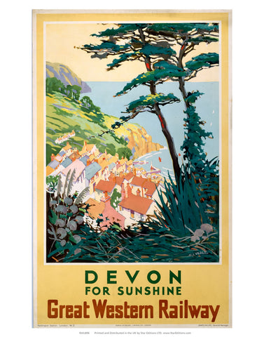 Devon for sunshine - Great Western Railway 24" x 32" Matte Mounted Print