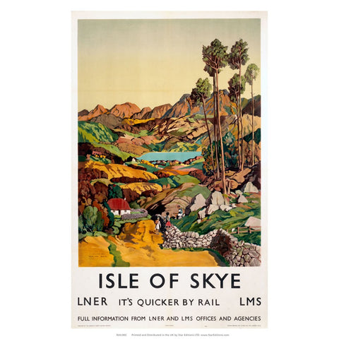 Isle Of Skye - Rolling hillside LNER LMS 24" x 32" Matte Mounted Print