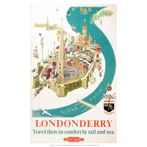 Londonderry comfort by rail and sea 24" x 32" Matte Mounted Print