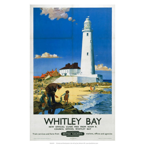 Whitley Bay - Family near White Lighthouse 24" x 32" Matte Mounted Print