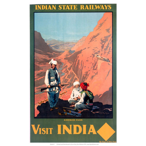Khyber Pass - Visit India Indian State Railways 24" x 32" Matte Mounted Print