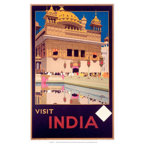 Visit India Purple - White Square 24" x 32" Matte Mounted Print