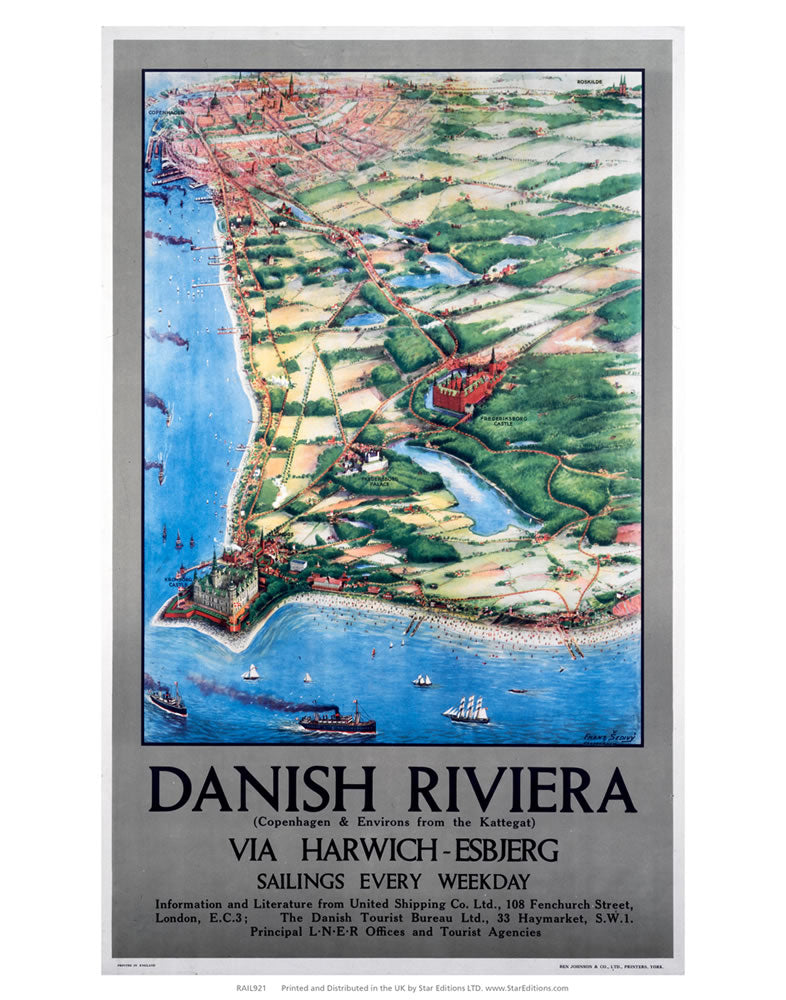 Danish Riviera Via Harwich every weekday 24" x 32" Matte Mounted Print