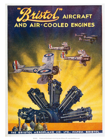 Bristol aircraft and air cooled engines 24" x 32" Matte Mounted Print