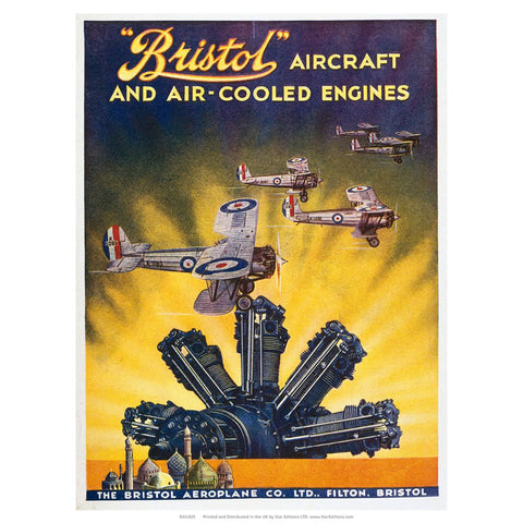 Bristol aircraft and air cooled engines 24" x 32" Matte Mounted Print