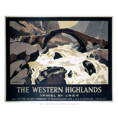 The Western Highlands - Bridge over rapid water 24" x 32" Matte Mounted Print