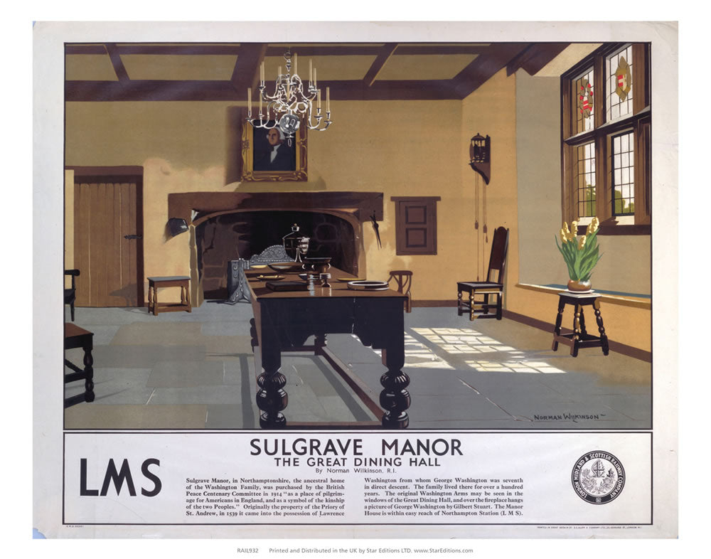 Sulgrave Manor the great dining hall - LMS 24" x 32" Matte Mounted Print