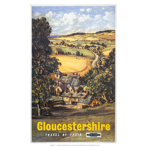 Gloucestershire hillside view 24" x 32" Matte Mounted Print