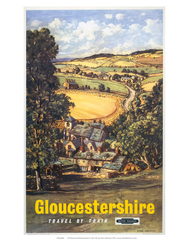 Gloucestershire hillside view 24" x 32" Matte Mounted Print