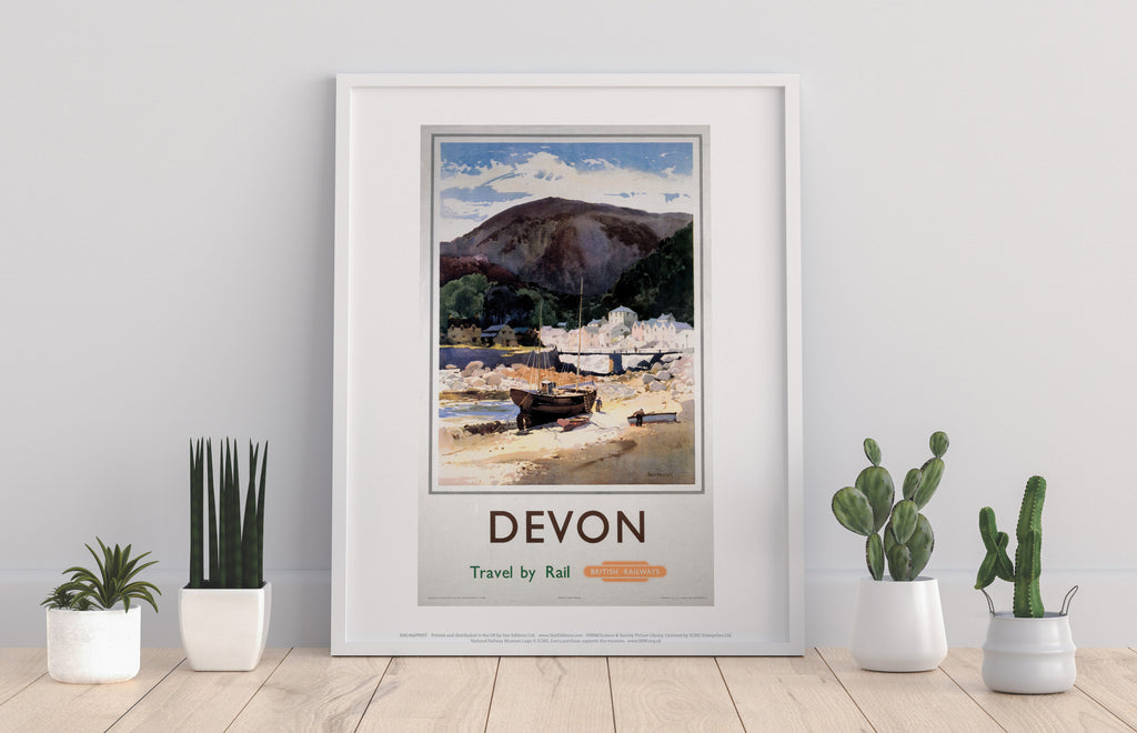 Devon - Boat On The Beach - 11X14inch Premium Art Print