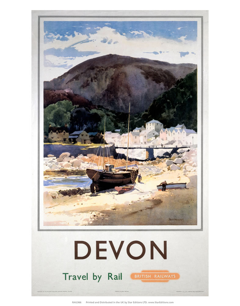 Devon - Boat on the beach 24" x 32" Matte Mounted Print