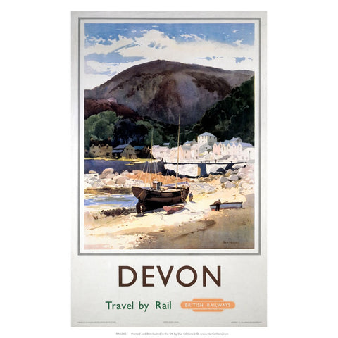 Devon - Boat on the beach 24" x 32" Matte Mounted Print