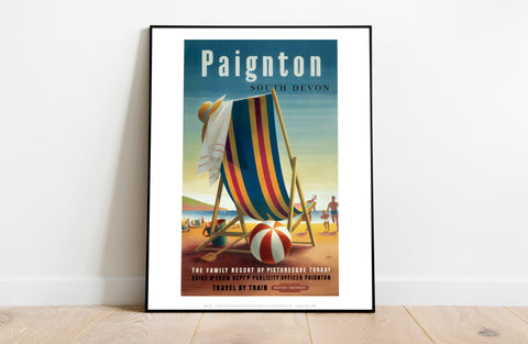 Paignton South Devon - Stripe Beach Deck Chair - Art Print