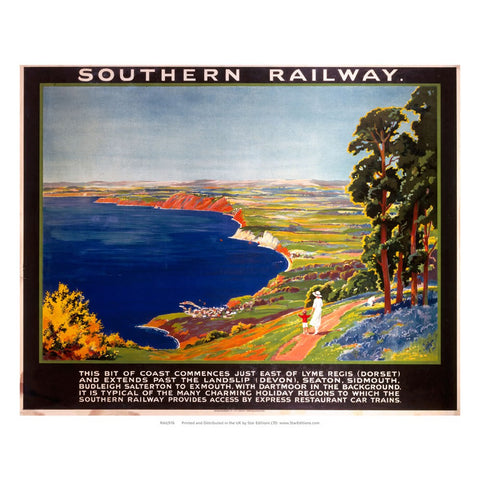 Coastline view - Southern Railway Dorset to Exmouth 24" x 32" Matte Mounted Print