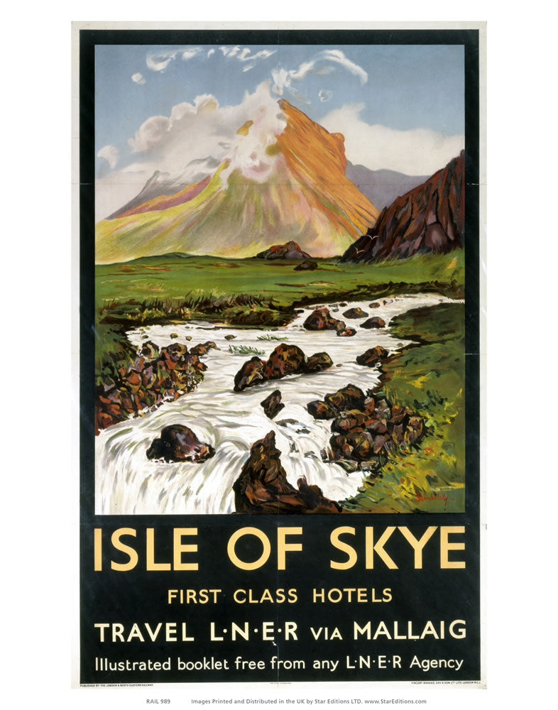 Isle of Skye - First Class Hotels by LNER and Mallaig 24" x 32" Matte Mounted Print
