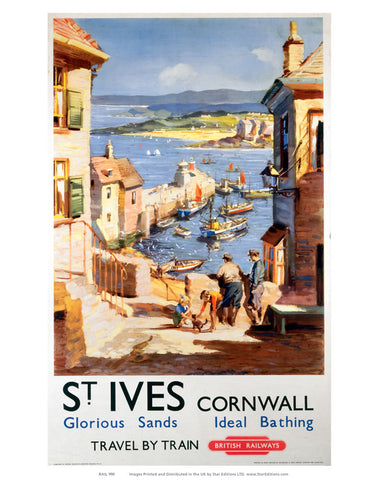 St Ives Cornwall - Glorious sand and Ideal Bathing 24" x 32" Matte Mounted Print