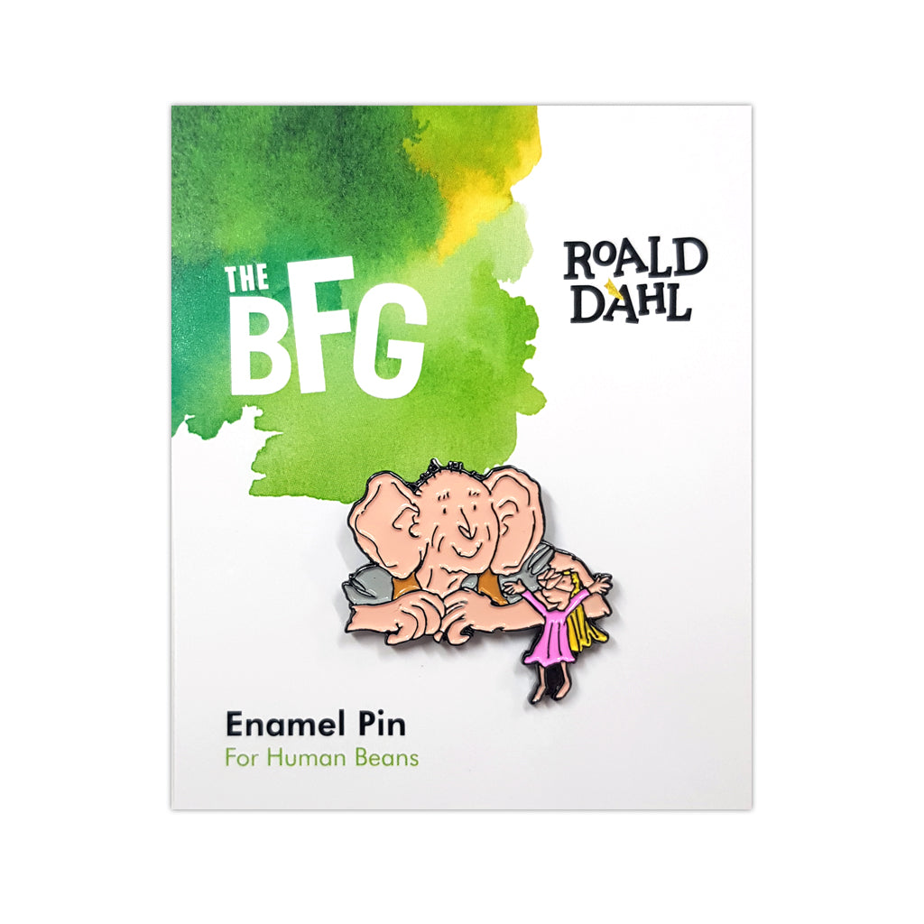 RDBFGENAMELPIN: Roald Dahl Big Friendly Giant Enamel Pin Packaged Rubber Keyring