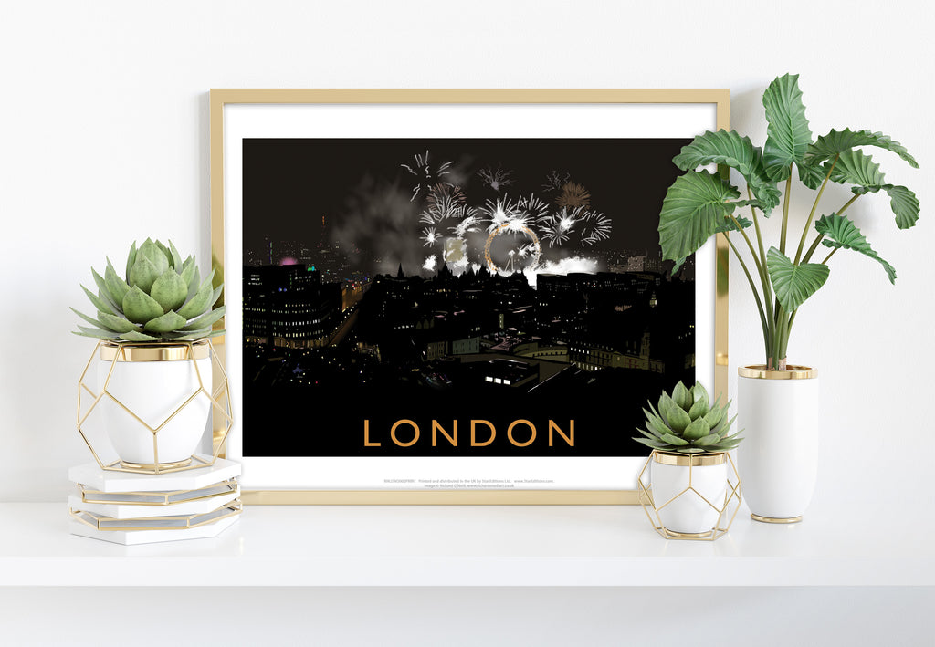 London Fireworks By Artist Richard O'Neill - Art Print