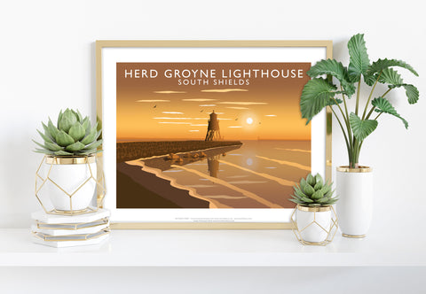 Herd Groyne Lighthouse By Artist Richard O'Neill Art Print