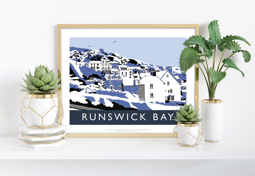 Runswick Bay (Blue) By Artist Richard O'Neill - Art Print
