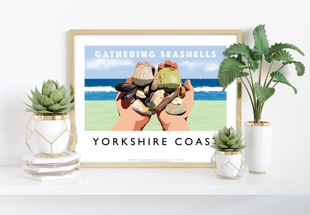 Gathering Seashells, Yorkshire Coast - Art Print