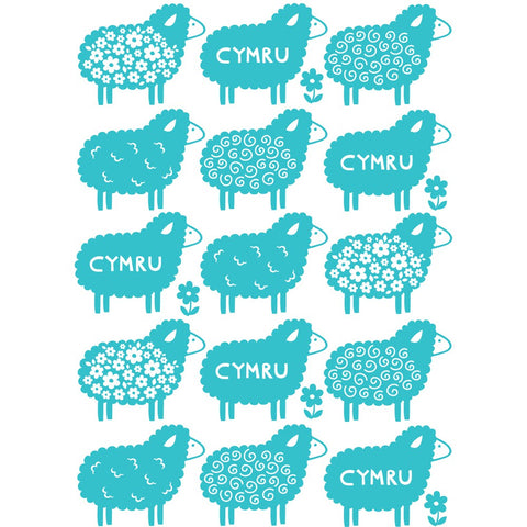 Cymru Sheep 20cm x 20cm Mini Mounted Print